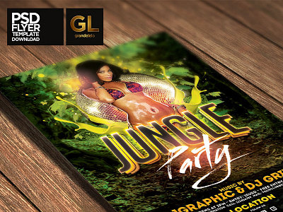 Jungle party Flyer Template animal best celebration cover creative flyer forest girls glow in the dark