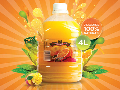 Golden Fruit Ad Poster pink 3d dunk ball alex brokhuzen aurelio chambal grandelelo graphic design graphicriver templates flyer orange green