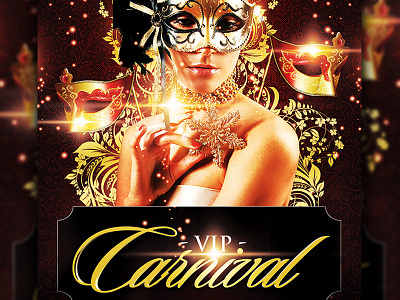 Vip Carnival Flyer Template a5 brasil brasileiro brazil brazilian carnaval carnival carnival 2013 cartaz classy club colorful festa flowers flyer folheto gold golden grandelelo horizontal latin mask mexico nightclub poster rio de janeiro samba sexy template vip