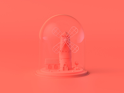 Windmill - Pantone of the year 3d cinema4d cristal design house illustration light lighthouse