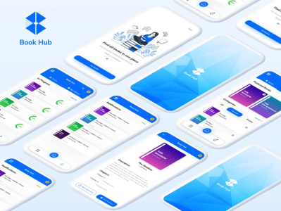 Book Hub 3d animation app branding design illustration ui ux