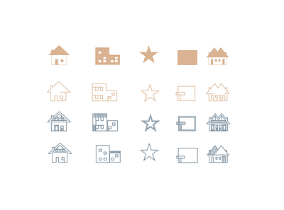 Icons for categories of the main page for Monte.homes design graphic design