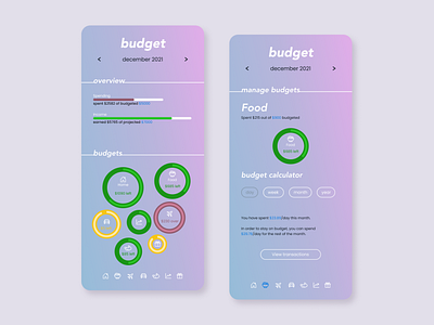 Mobile budget calculator for DailyUI