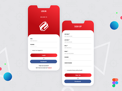 Login & signup screen app application login login form sign in sign up