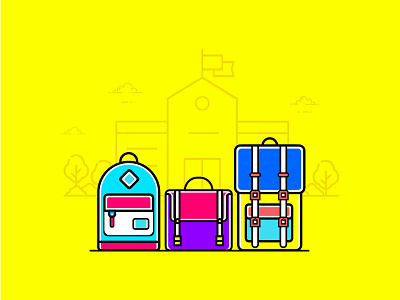 Back To School back to school background backpacks bags colorful flat icons fun icons illustration kids line art school vector