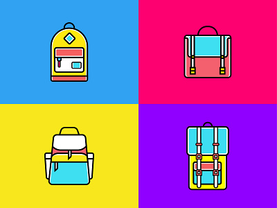 Bagpacks collection art bagpacks colorful icons school school bags travel vector
