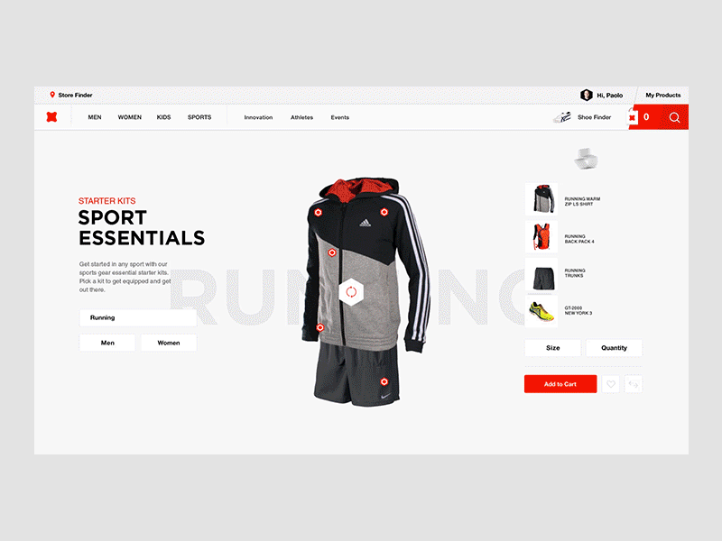 Swapper (4 of 4) for E-commerce design by Fantasy clothing ecommerce picker selector shopping sports swapper swipe ui ux
