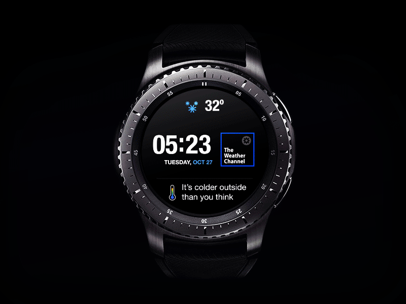 The Weather Channel concept for samsung gear by fantasy animation black cloud gear gear3 icons micro samsung sun tinny watch weather