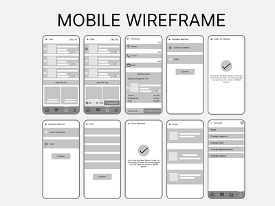 Add to Cart Mobile Wireframe design graphic design mobile app ui ux wireframe