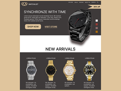 Wrist Watch Landing Page design landing page ui ui ux ux website design