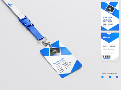 Corporate Id Card Template With Blue Shapes branding corporate design corporate id card corporate identity employee id card id card id card design id card template identitydesign modern id card