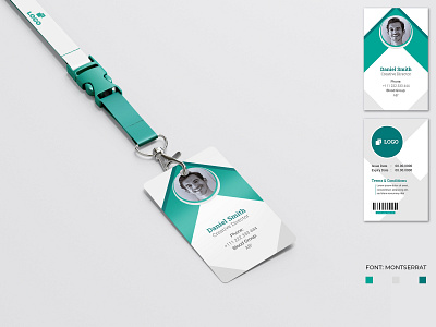 Corporate Id Card Template With Cyan Color