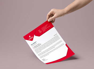 Letterhead Template With Red Color abstract blank business card concept corporate design graphic identity illustration layout letterhead letterhead design letterhead template letterhead template design letterheads paper template text web