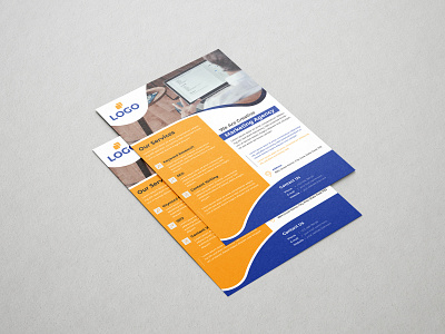 Digital Marketing Flyer Template With Yellow and Blue Color