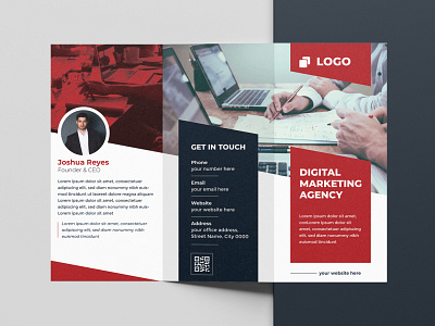 Digital Marketing Trifold Brochure With Red Color