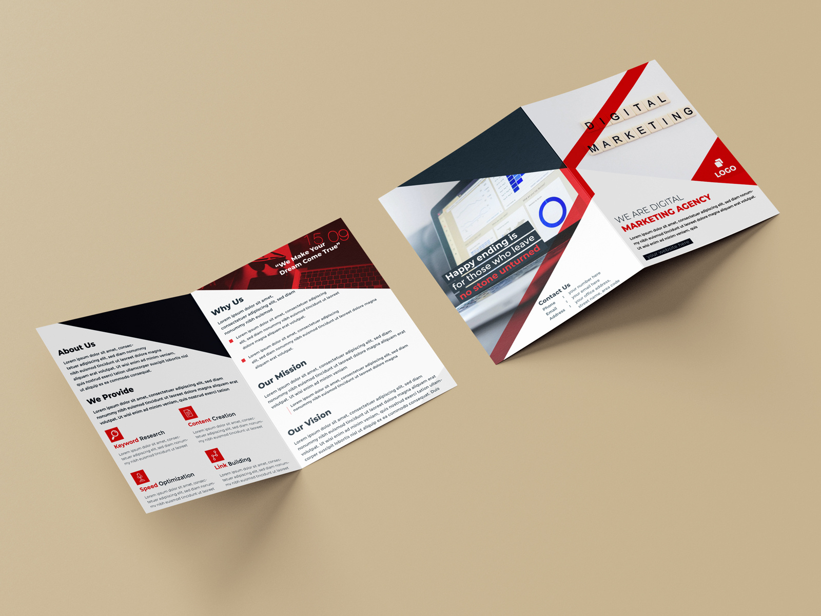 Digital Marketing Bifold Brochure With Red Color by MD. NAWAJISH ISLAM ...