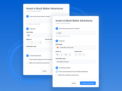 Investing Payment Flow bank cards credit card finance invest investments light mode payment payout product design saas ui ux