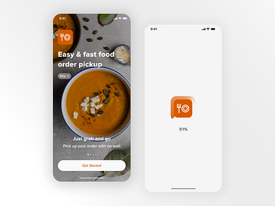 Food order pickup App branding fast food fastfood foodapp light mode loader logo mobile app mobile app design mobile design mobile ui product design restaurant restaurant app start page ui ux