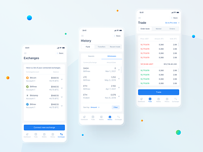 Fintech Mobile App — Exchanges, History, Trade