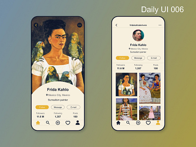 Daily UI 006 - User Profile app daily ui design ui