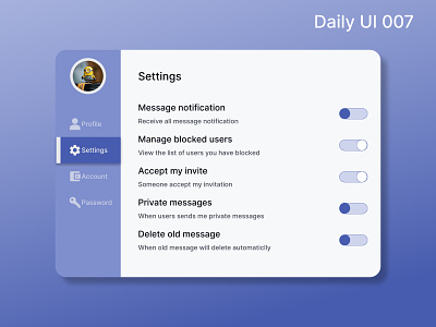 Daily UI 007 - Settings app daily ui design ui