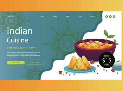 Indian Restaurant Web Landing ui branding graphic design illustration logo ui