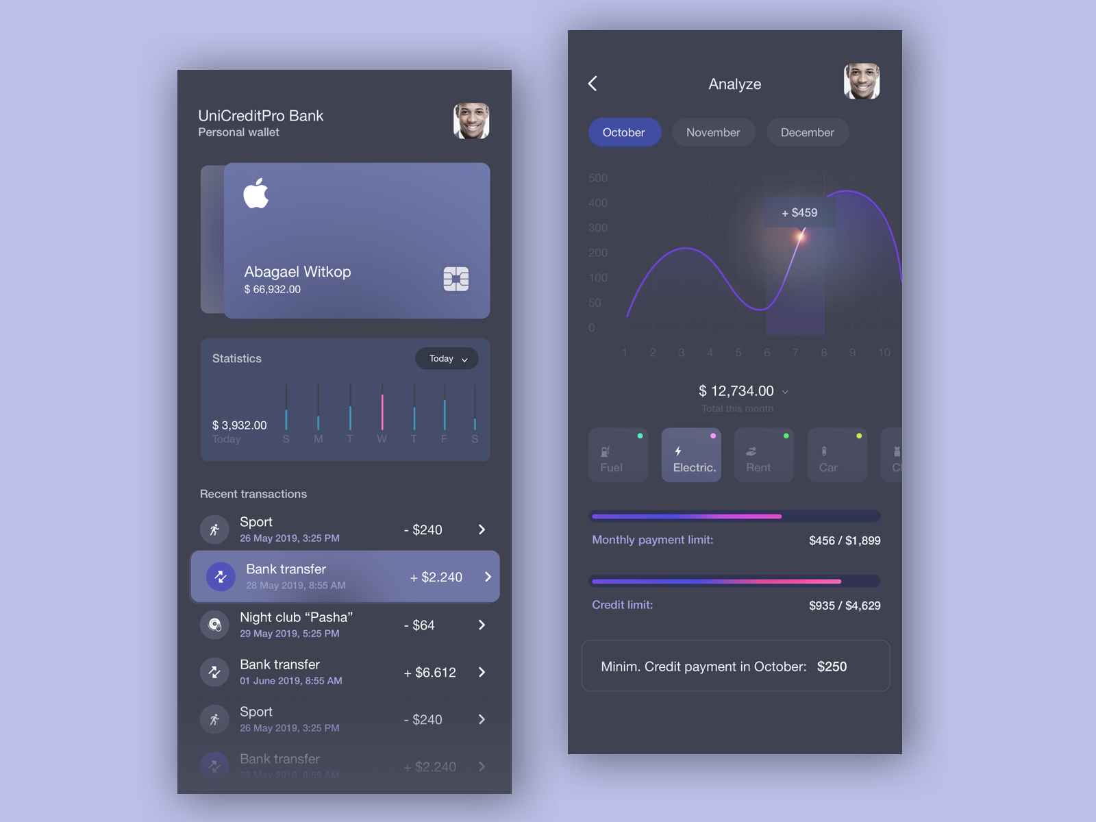 New low contrast wallet ui by AleksMorales on Dribbble