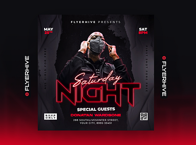 Party Flyer Template Download PSD dj flyer facebook post flyer instagram post night club night club flyer party flyer party poster poster social media post