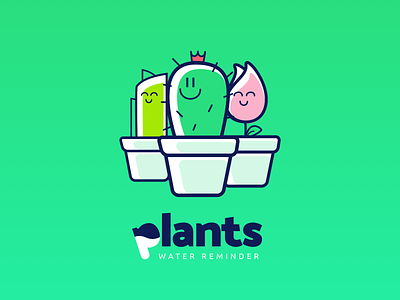 Plants, a water reminder - UI/UX project colourful green illustration interaction plants ui ux
