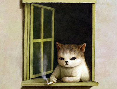 Boss of the next door adorable aesthetic animal animation art cartoon cat cigarette colorful cool cute design drawing fun funny illustration kitten meme painting pet