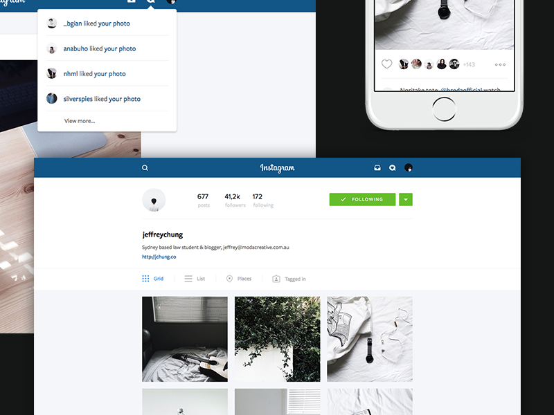 Instagram Web Redesign Concept instagram interface minimal redesign ui web