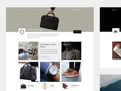 Platform Lifestyle Channels ecommerce minimal network page profile