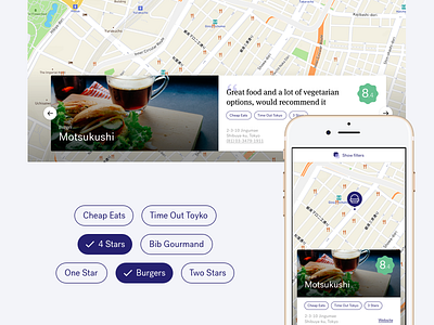 Vossy Restaurant Section filters map restaurants