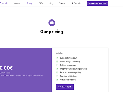 New Pricing Page banking page pricing