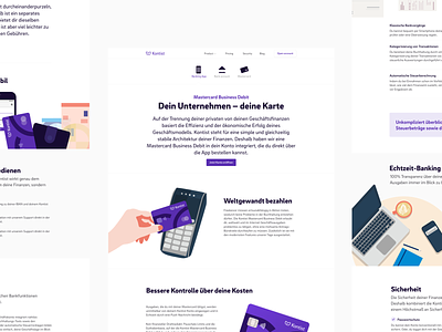Kontist Product Pages banking illustration webdesign