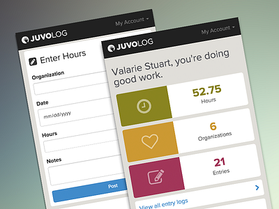 Juvolog Dashboard application dashboard mobile