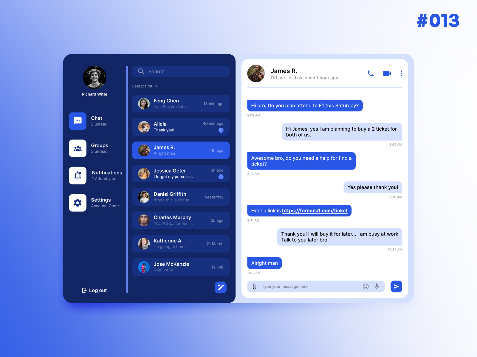 Direct Messaging - Challenge Daily UI #013 by Jeffrey Gomes on Dribbble