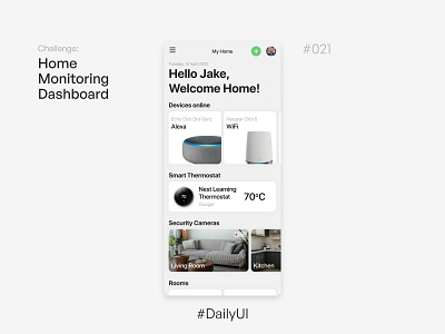 Home Monitoring Dashboard - Challenge Daily UI #021 021 dailyui dashboard dashboard app design home monitoring ui uidesign