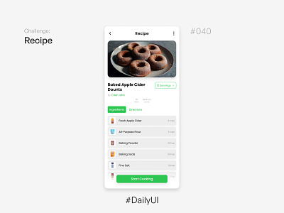 Recipe - Challenge Daily UI #040 040 40 40 days daily ui dailyui design recipe recipe app recipe food ui uidesign uidesigner uidesigners uiinspiration uitrends uiux uxtrends uxui