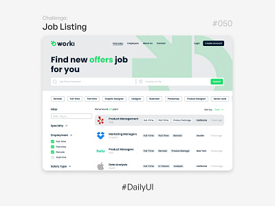 Job Listing - Challenge Daily UI #50 050 50 50 day ui 50 days 50 days of challenge daily ui dailyui design employment job job listing offer job ui uidesign uidesigner uitrends