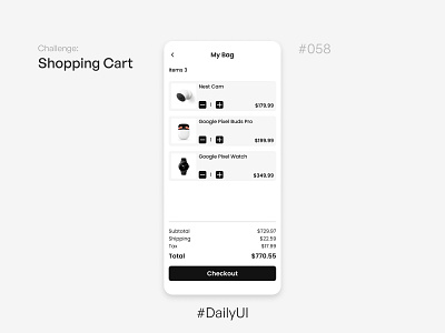 Shopping Cart - Challenge Daily UI #058 cart checkout daily ui dailyui design shop cart shopping ui uidesign uidesigner uitrends
