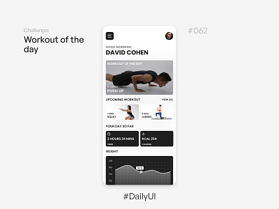 Workout of the day - Challenge Daily UI #062 daily ui dailyui dailyui062 design fitness app ui uidesign uidesigner uitrends workout workout app workout of the day