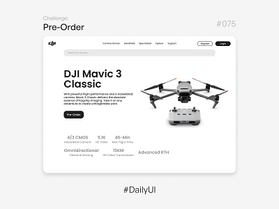 Pre-Order - Challenge Daily UI #075 075 daily ui dailyui dailyui075 dji pre order pre order ui uidesign uidesigner uitrends website