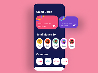 Credit card UI design app design graphic design ui ux