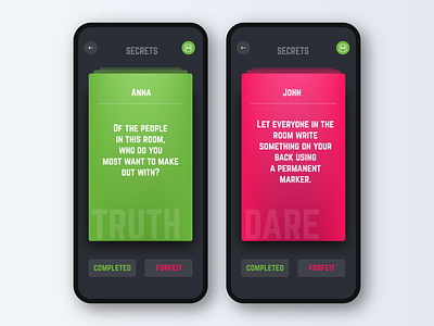 Truth or Dare app challenge dare design game gradient ios minimal mobile app questions quiz truth ui