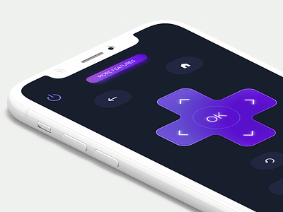Remote app app design cast clean control dark theme ios iphone mobile purple remote roku tv ui ui design