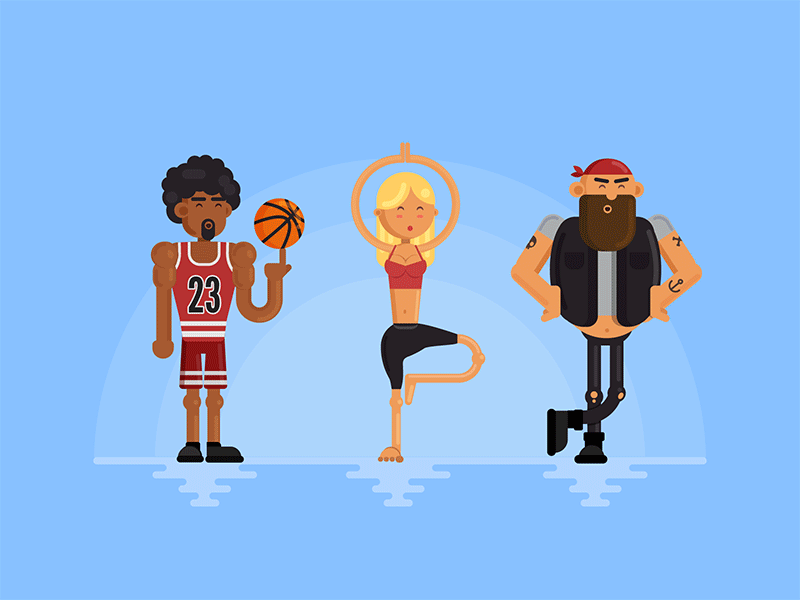 Divers basketball boy character design divers diving flat design game girl illustration player tattoo vector yoga