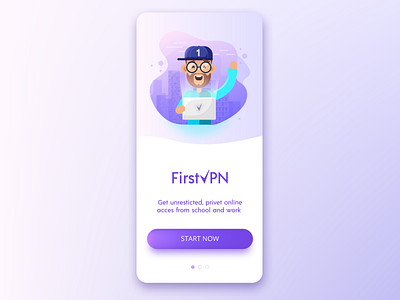 VPN app app character clean design first flat design gradient illustration internet ios minimal mobile secure ui vector vpn wifi