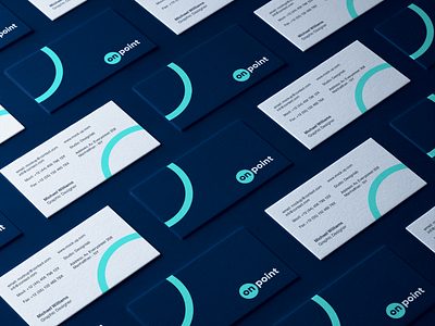 On point visit card agency algeria algiers blue green logodesign mockup onlogo onpoint oran visitcards