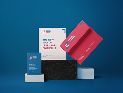 ELC Branding algiers blue brand center corner design dz ec el elc england english envelope invitation card learning logo london mockup red visit card